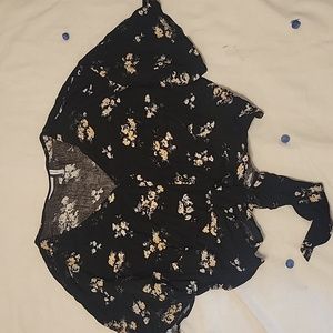 Black floral blouse